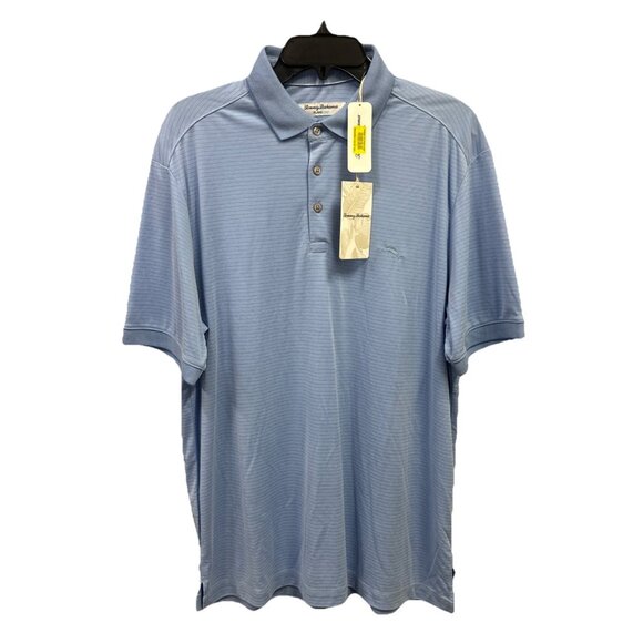 Tommy Bahama Men's Large Seabank Sky Blue Bay Stripe Performance Polo Shirt - Picture 4 of 12